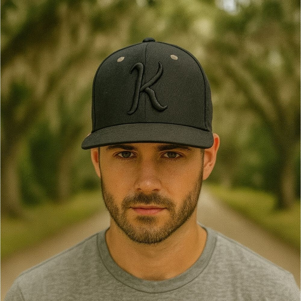 Adidas Black Monogram K Ball Cap XL Non Adjustable Hat Sporty Athletic Athleisur